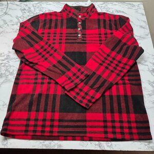 Smiths Workwear Men's 2XL Red Black Plaid Quarter Button Fleece Fall Jacket